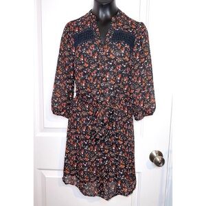 Black Poppy floral print button down dress